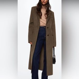 Mango fitted wool coat medium brown NWT